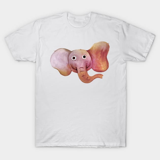 Elephant Face hand Drawn T-Shirt by Mako Design 